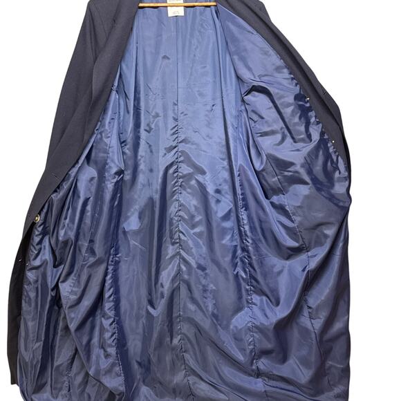 Harve Benard Vintage Navy Blue Wool Gold Button Dressy Trench Coat Women 20W - Picture 4 of 7